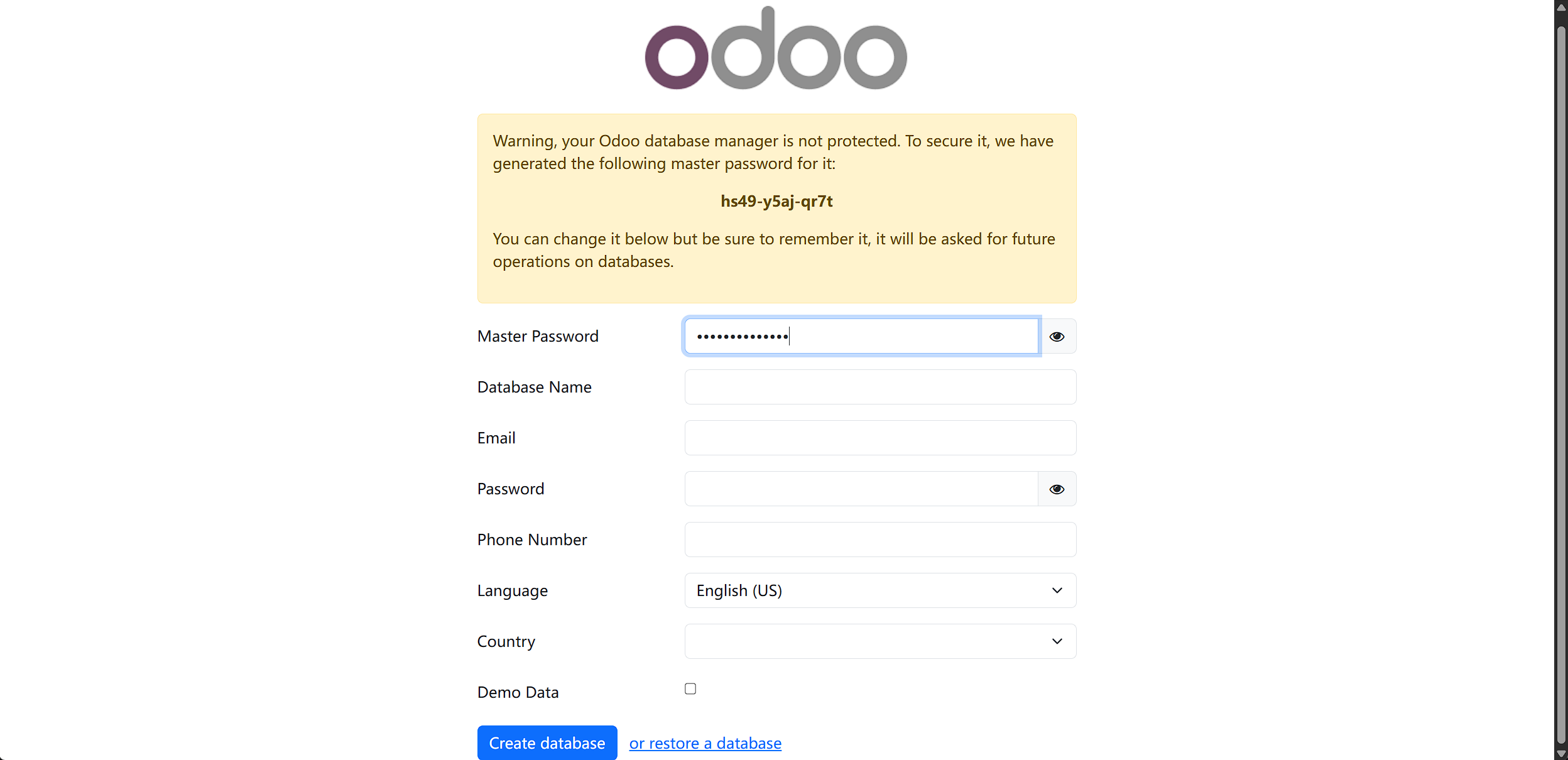 odoo登录页
